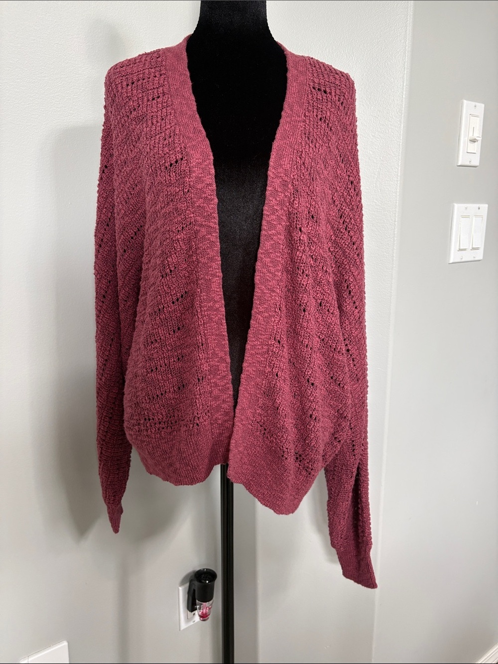 American Eagle Outfitters Open-Front Cardigan in Dusty Rose